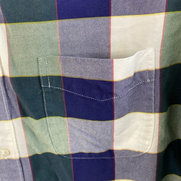 J. Crew Plaid Blue Green White Long Sleeve Button Down Shirt Casual Men’s Medium - Picture 4 of 14